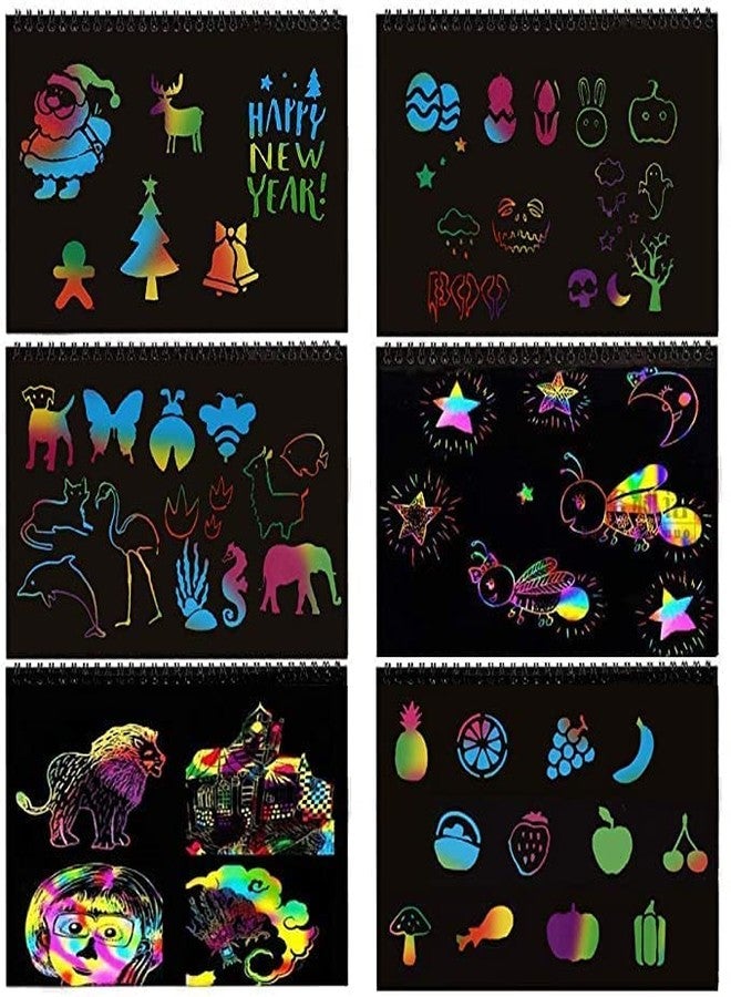 SpiderJuice 1 Book (10 Pages) Creative Unique Rainbow Magic Colorful Mandala Art Drawing Scribble Fun Activity Black Scratch Paper Note Book for Kids Adults Birthday Return Gifts Restaurant Hotel Cafe Memo Menu Pad with Bamboo Stick - Image 4
